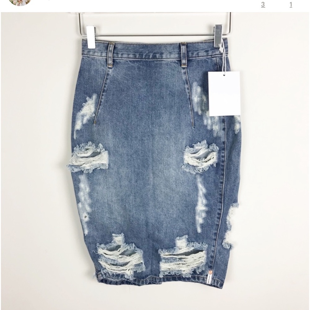 One Teaspoon Free Love Jean Skirt Ford Distressed